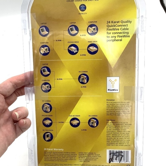 NEW Gold X Quick Connect FireWire 3 in 1 Premium Gold Cable 6 feet PC/MAC - Picture 5 of 7